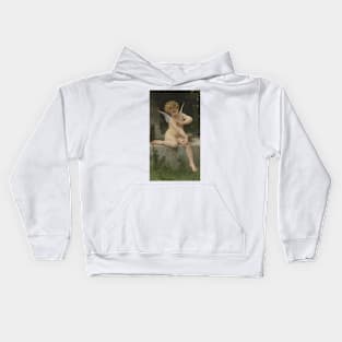 L'amour Au Papillon by William-Adolphe Bouguereau Kids Hoodie